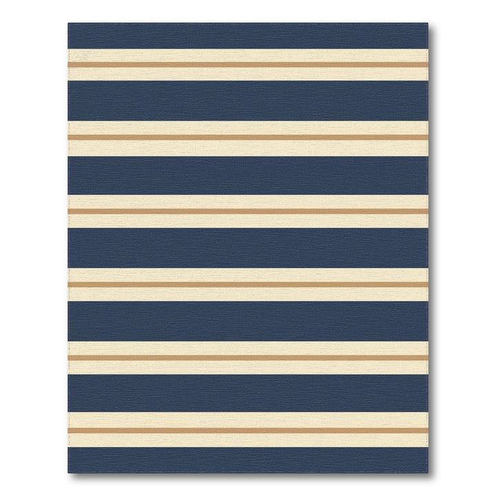 Classic Navy Cream Gold Stripe Rug