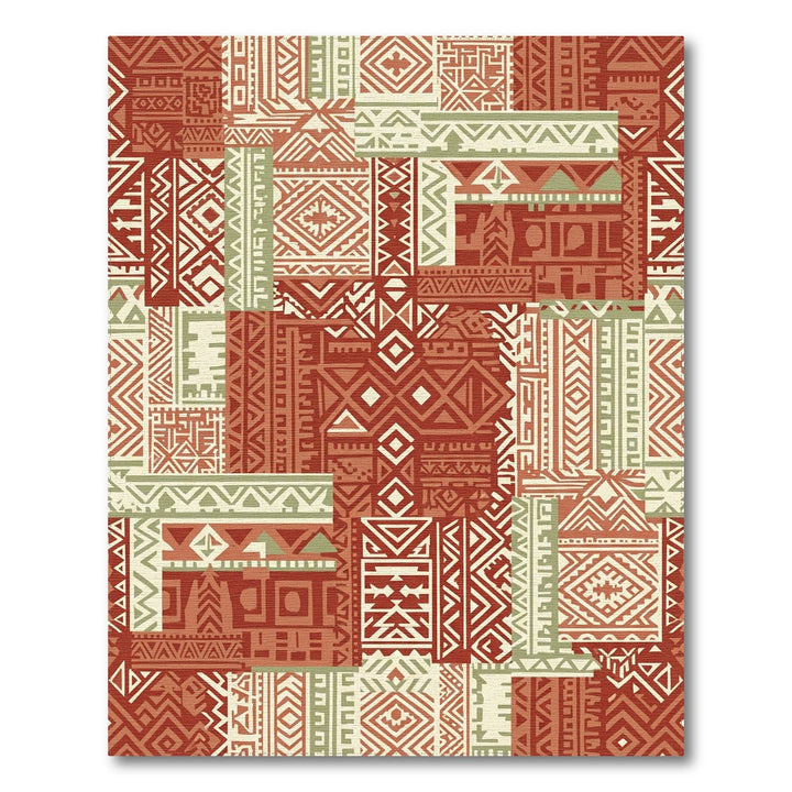 Terracotta Sage Geometric Patchwork Rug