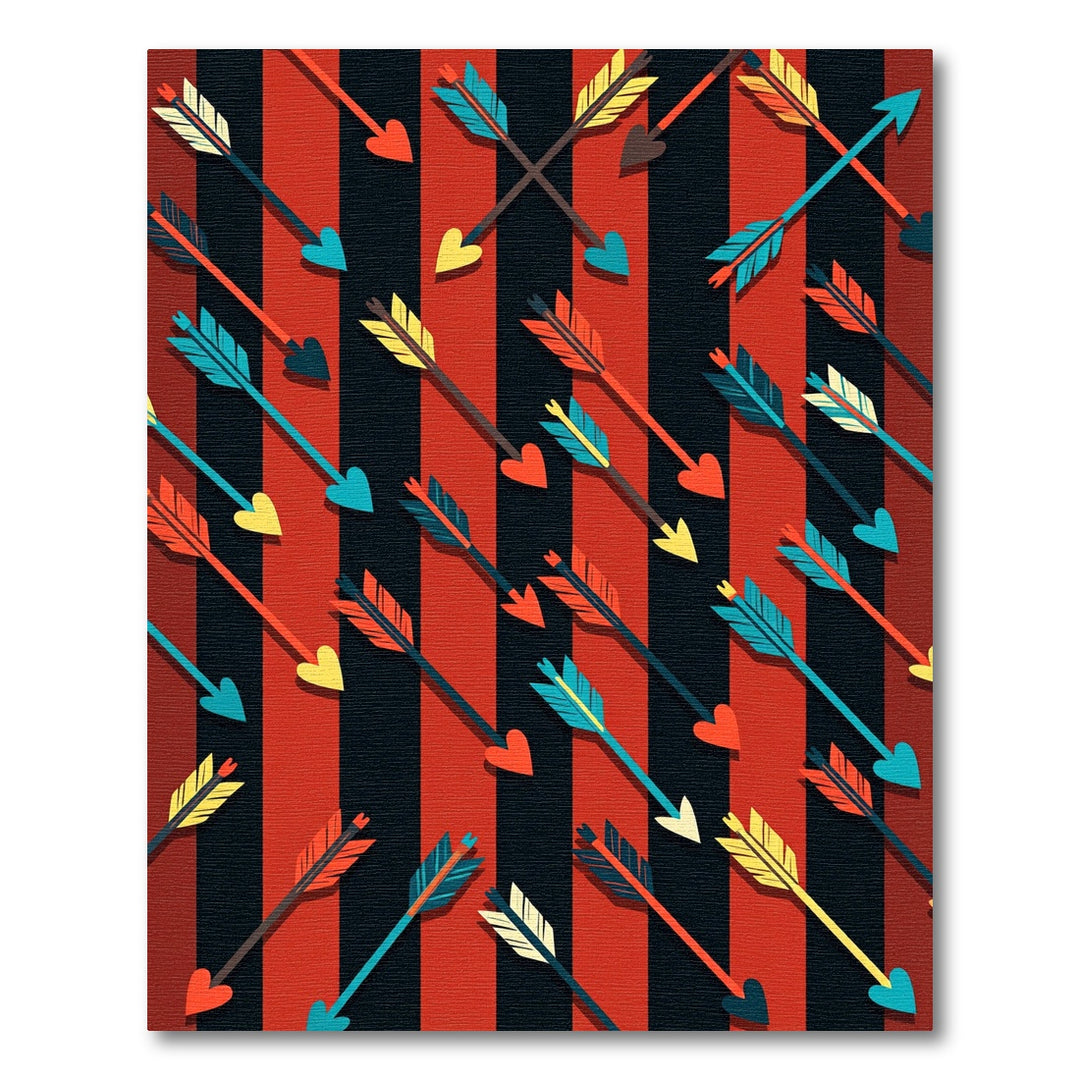 Valentine Arrows Red Black Stripes Rug