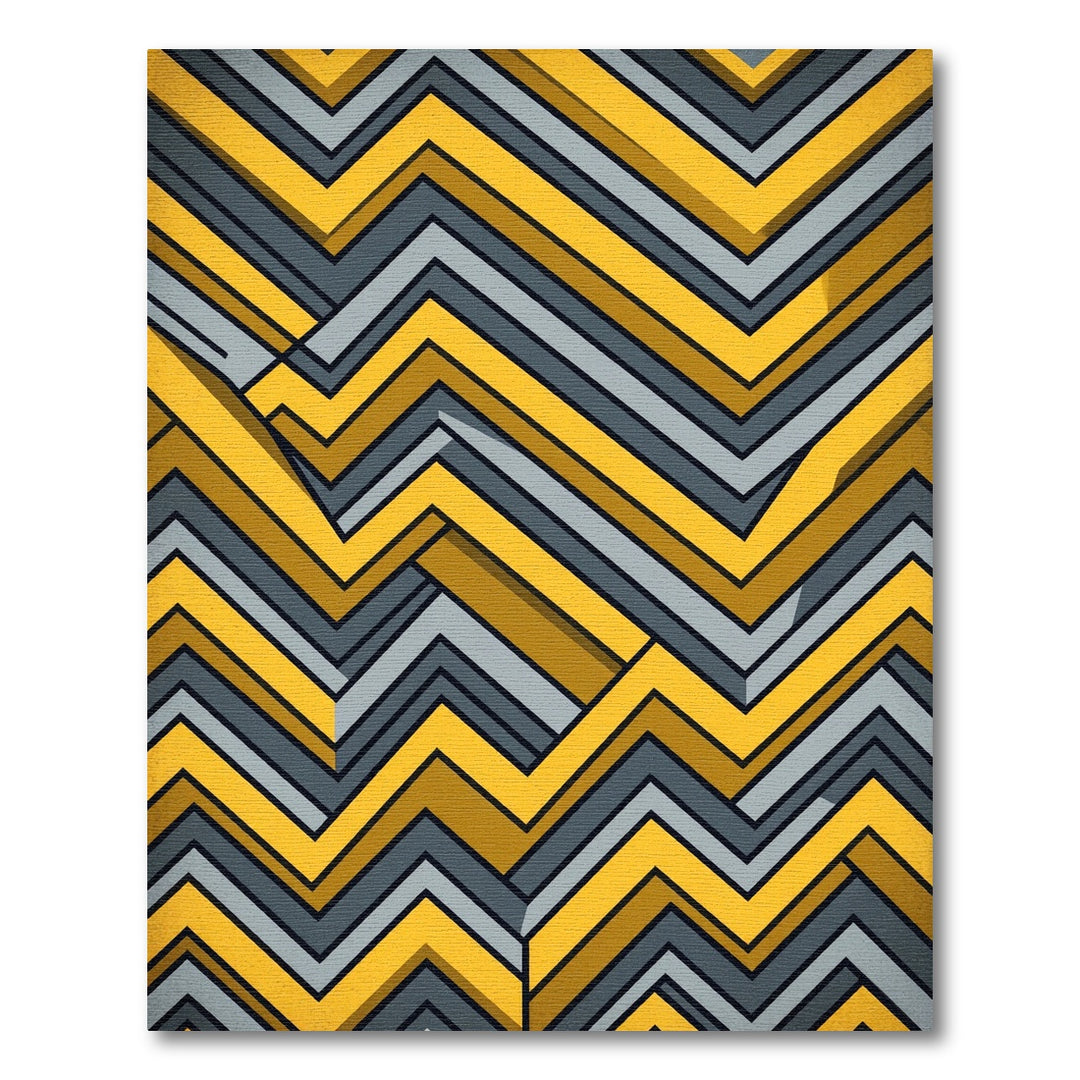 Golden Gray Chevron Blocks Rug