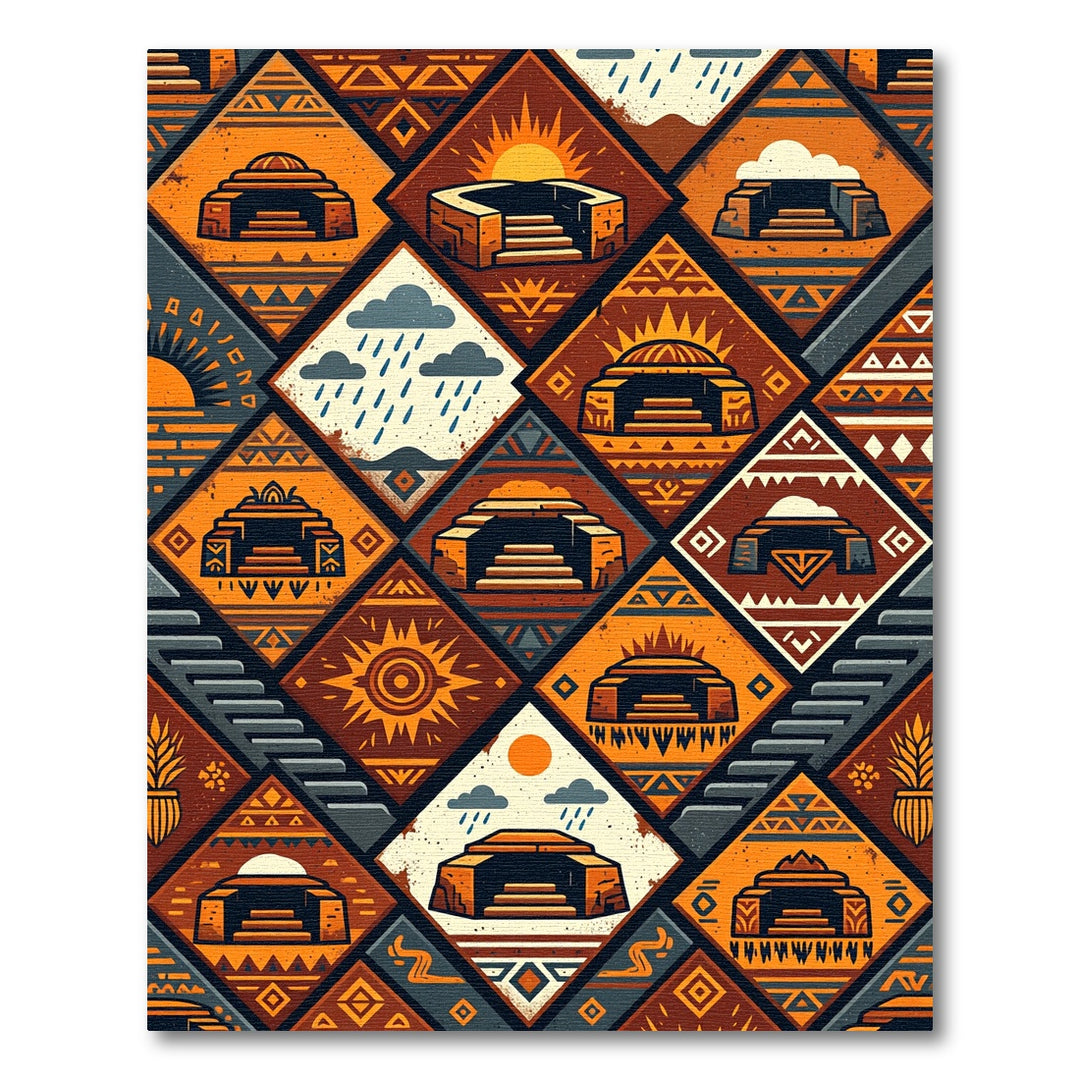 Ancestral Sun Stone Stair Geometric Rug