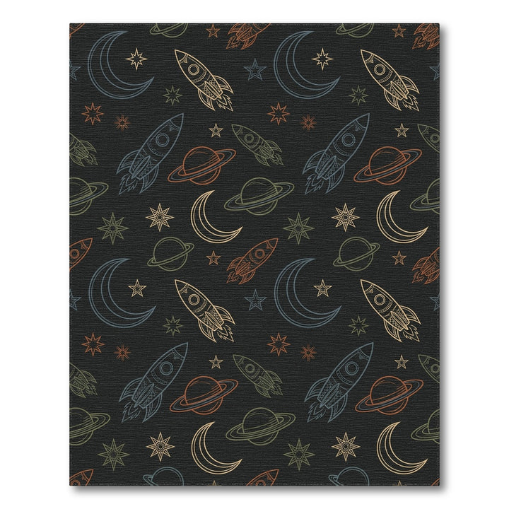 Space Rockets Moons and Planets Rug