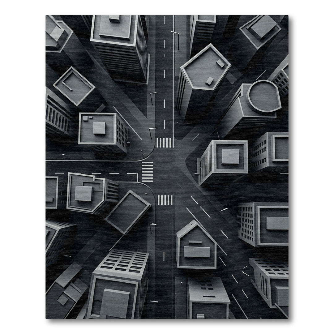 Monochromatic Urban Intersection Area Rug