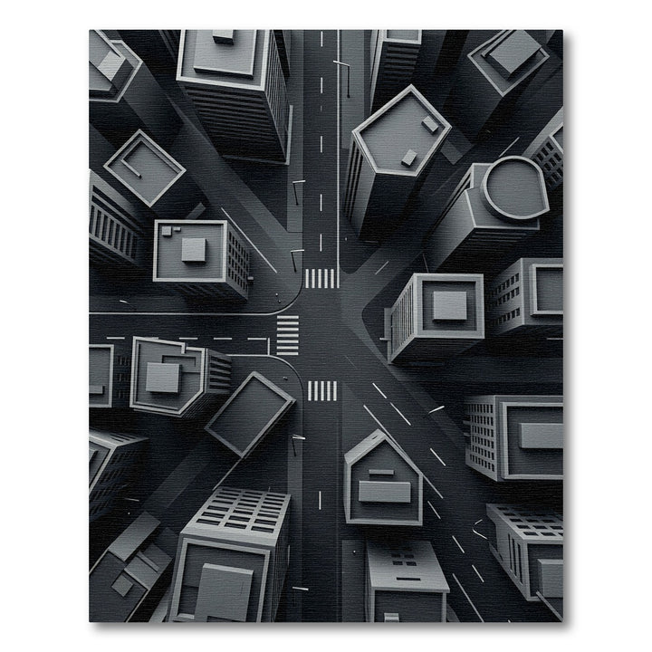 Monochromatic Urban Intersection Area Rug