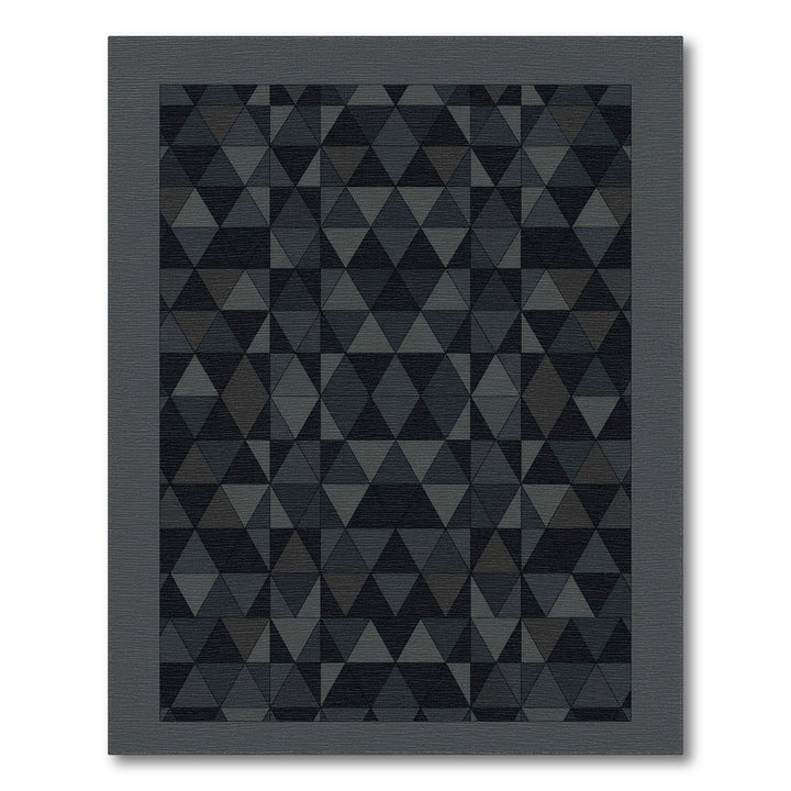 Dark Gray Geometric Triangle Overlay Rug