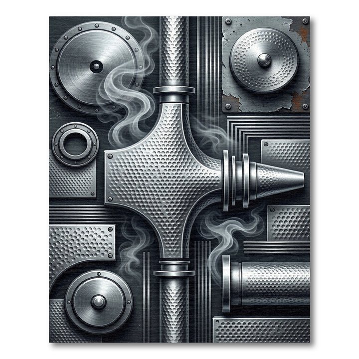 Industrial Steampunk Metal Pipe Rug