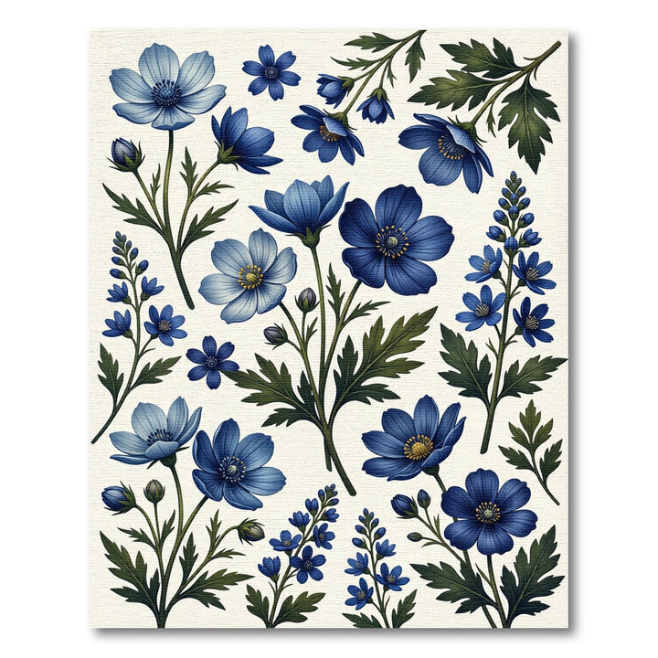 Deep Blue Floral Scatter Rug