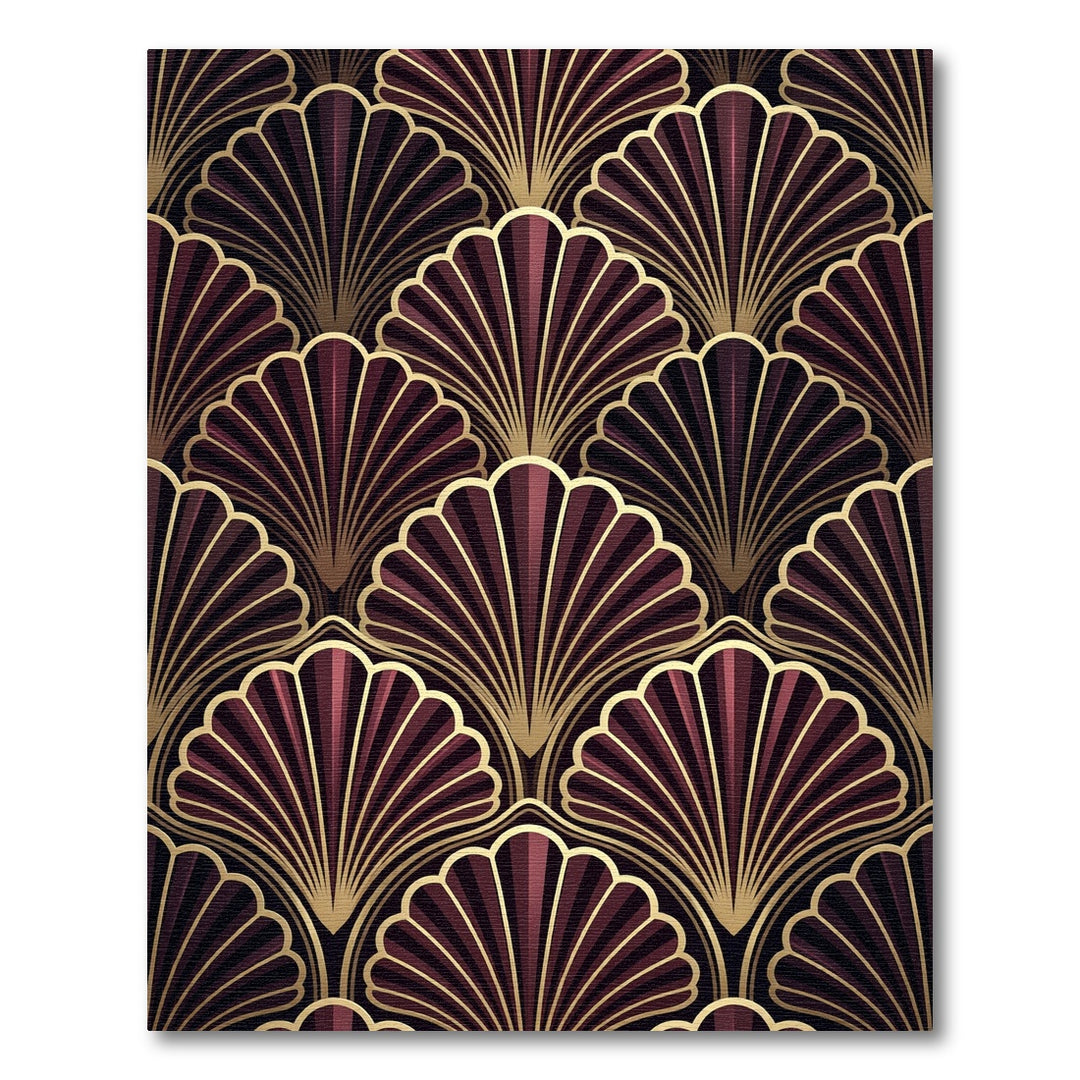 Art Deco Burgundy Fan Rug