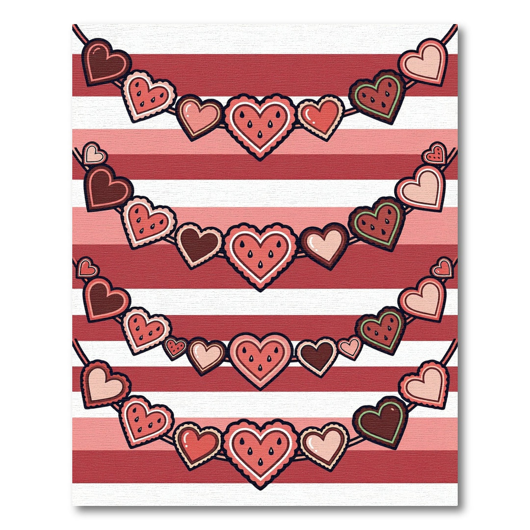 Red Hearts String with Watermelon motif Rug
