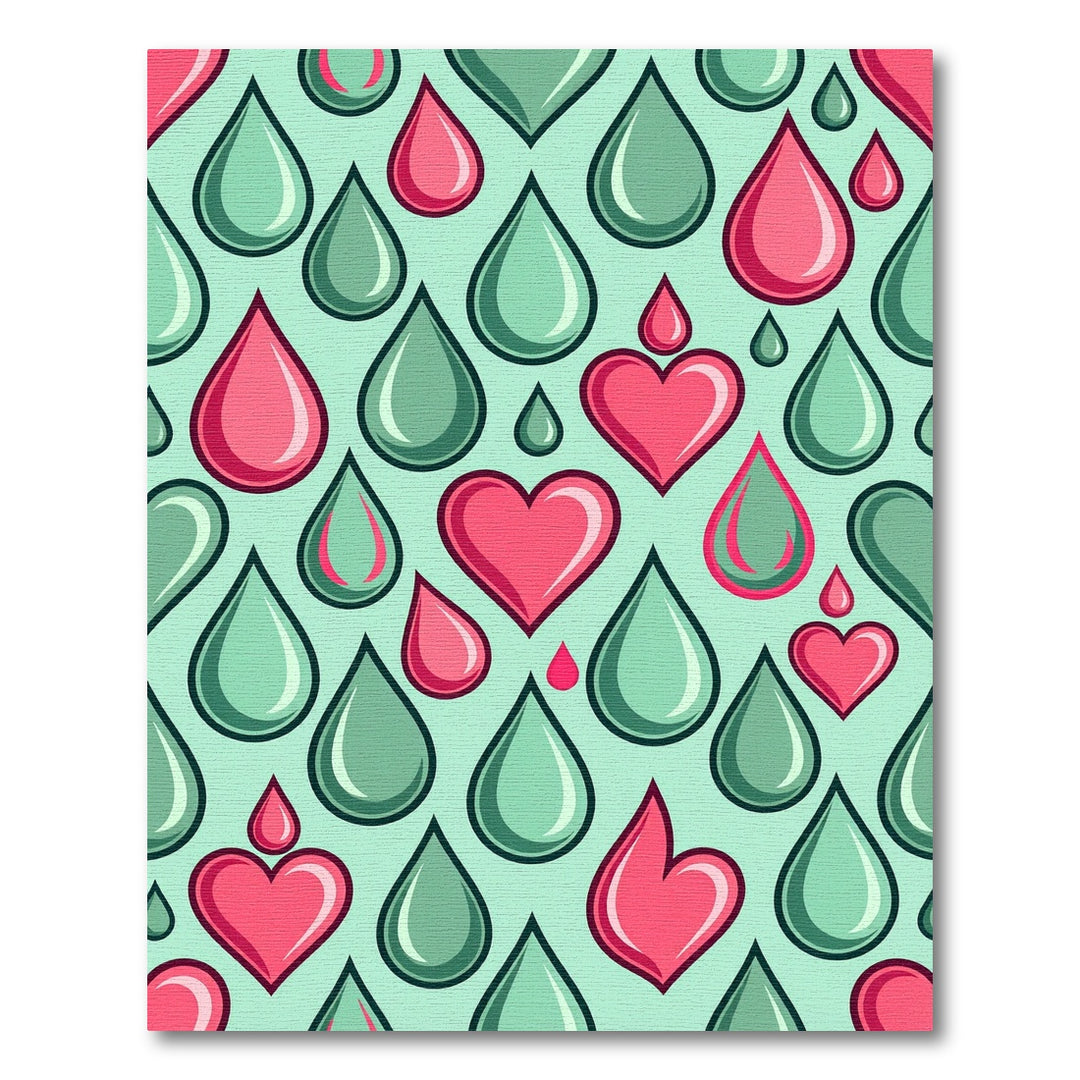 Pink Mint Heart Drops Rug