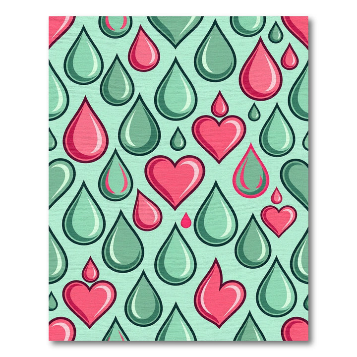 Pink Mint Heart Drops Rug