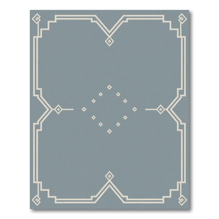Blue Geometric Border Area Rug