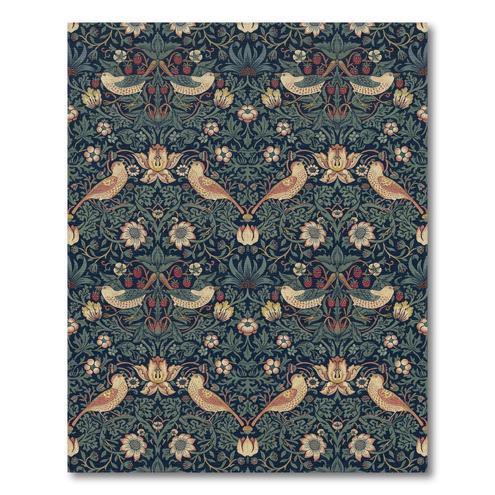 Indigo Birds and Strawberry Vines Rug