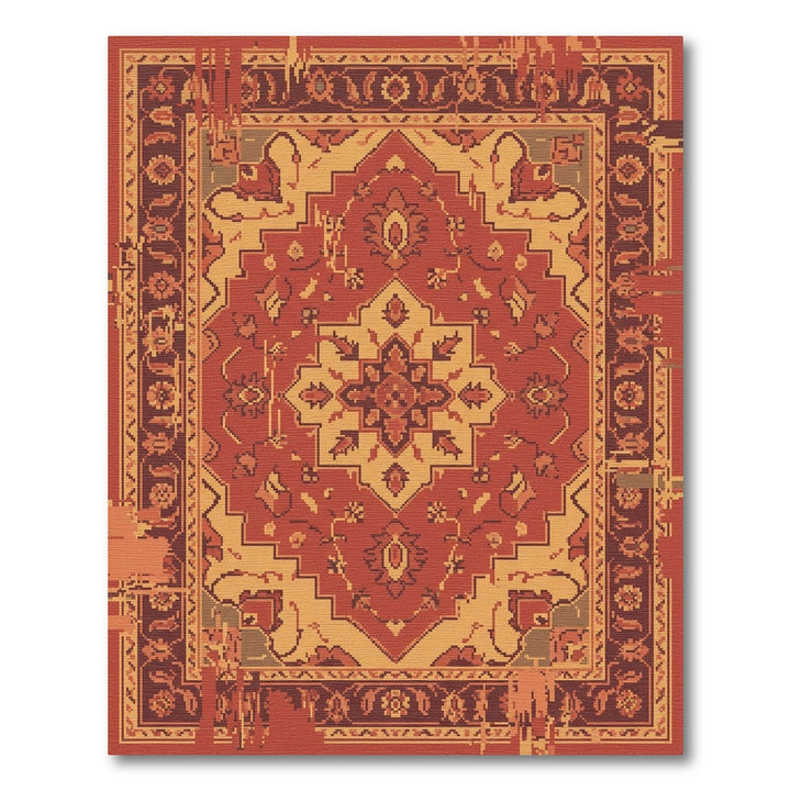 Crimson Medallion Folk Art Rug