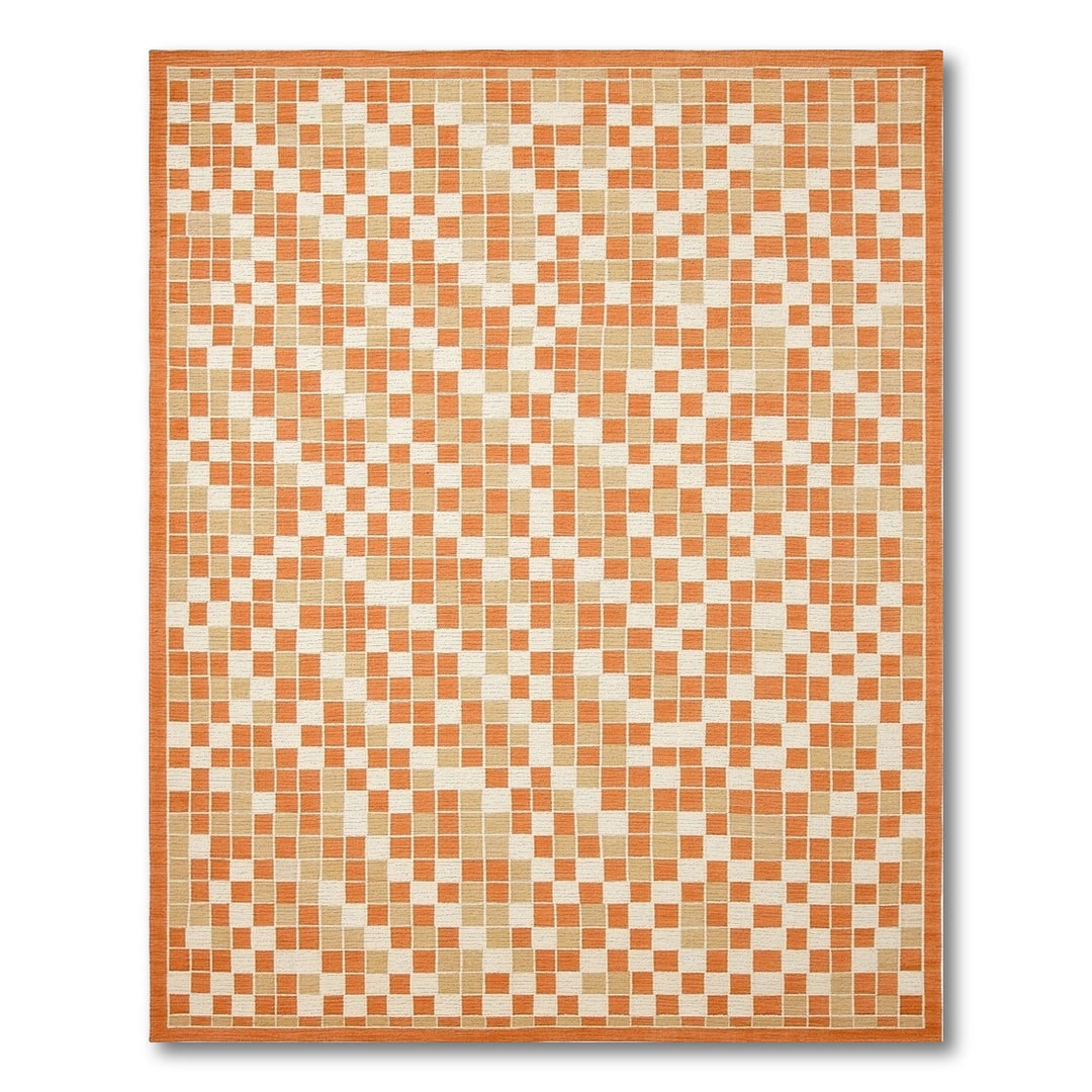 Checkered Geometric Modern Orange Checkered Geometric Area Rug