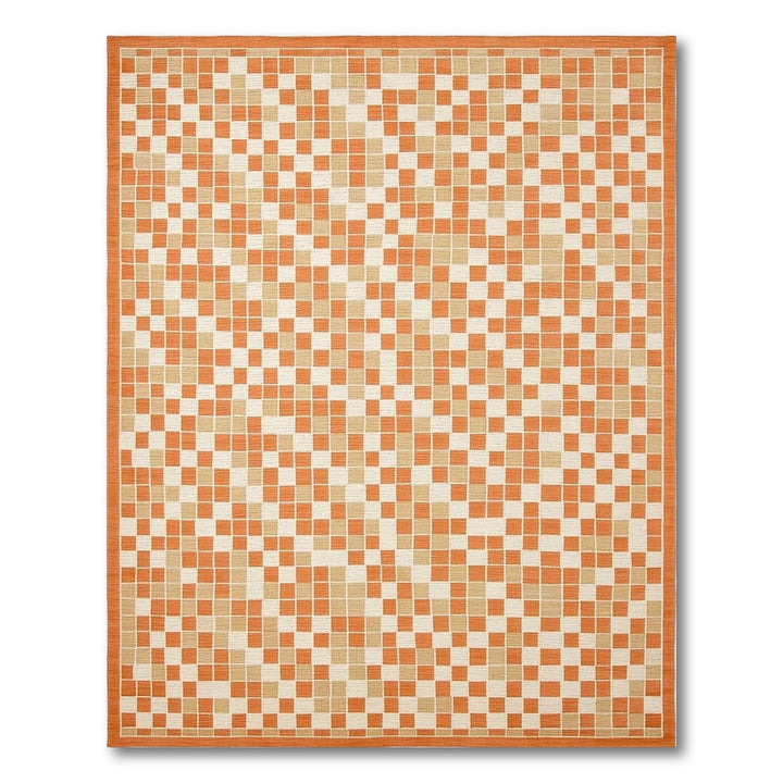 Checkered Geometric Modern Orange Checkered Geometric Area Rug