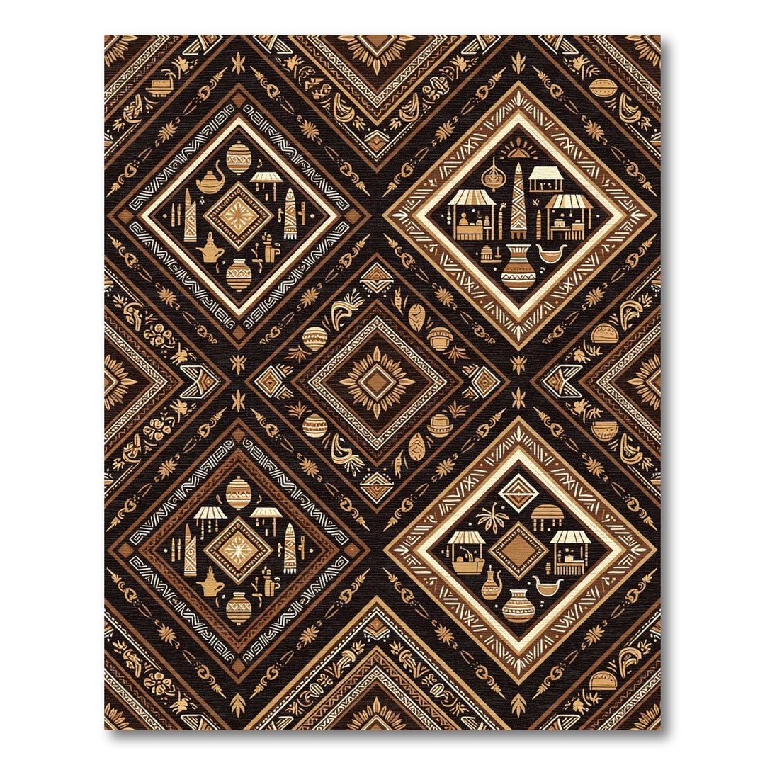 Tribal Brown Geometric Artisan Diamond Rug