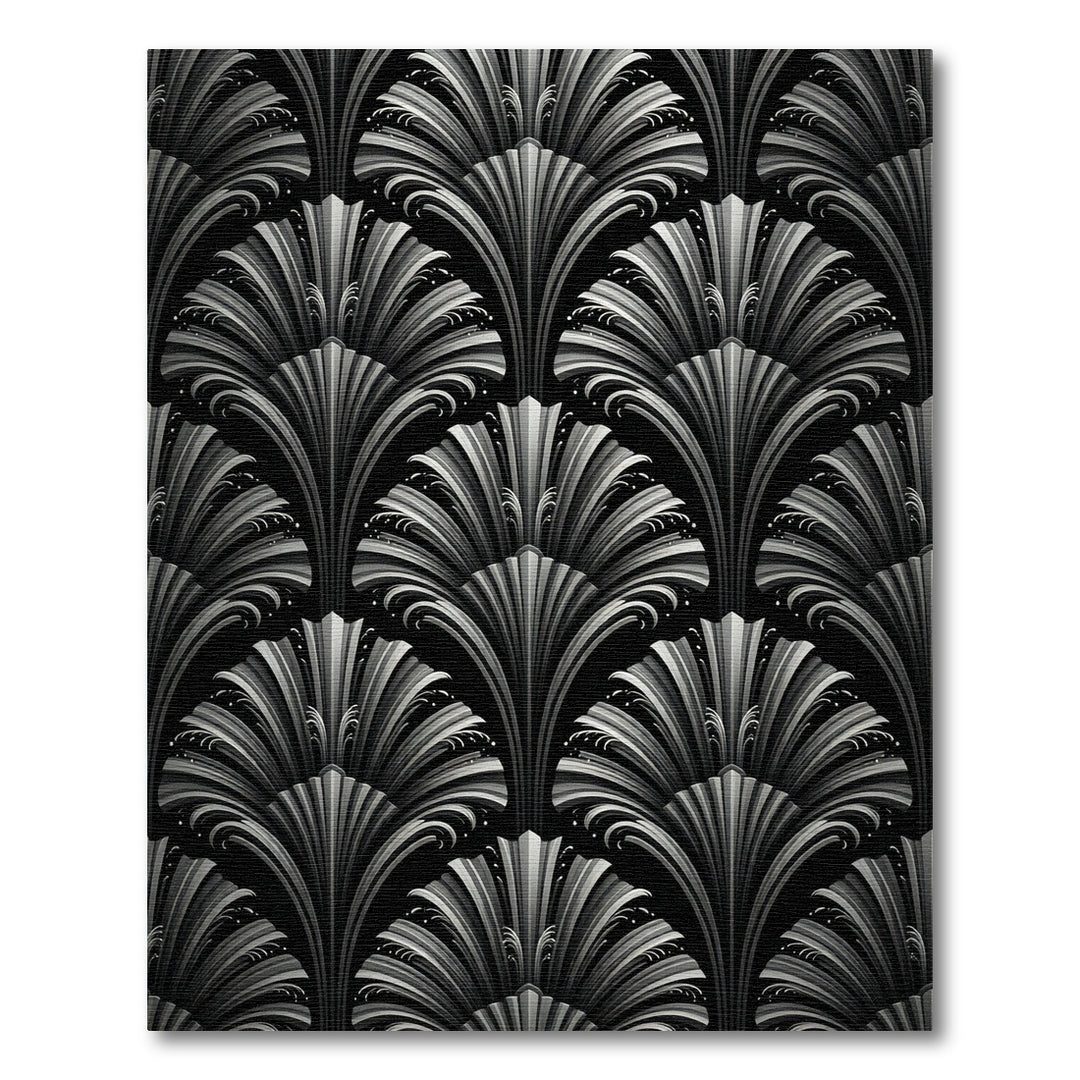 Art Deco Fan Black Silver Rug