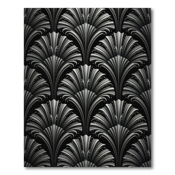 Art Deco Fan Black Silver Rug