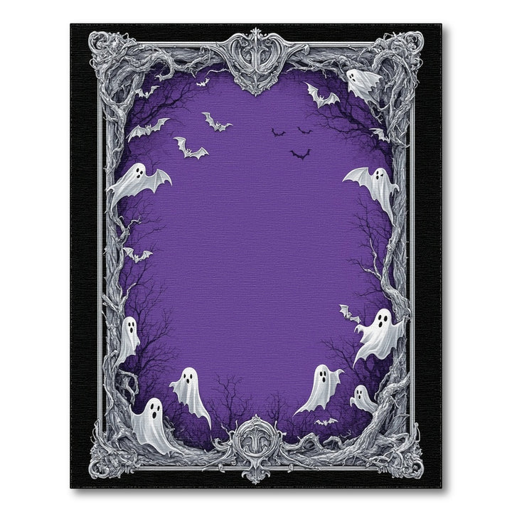 Purple Halloween Ghosts and Bats Ornate Area Rug