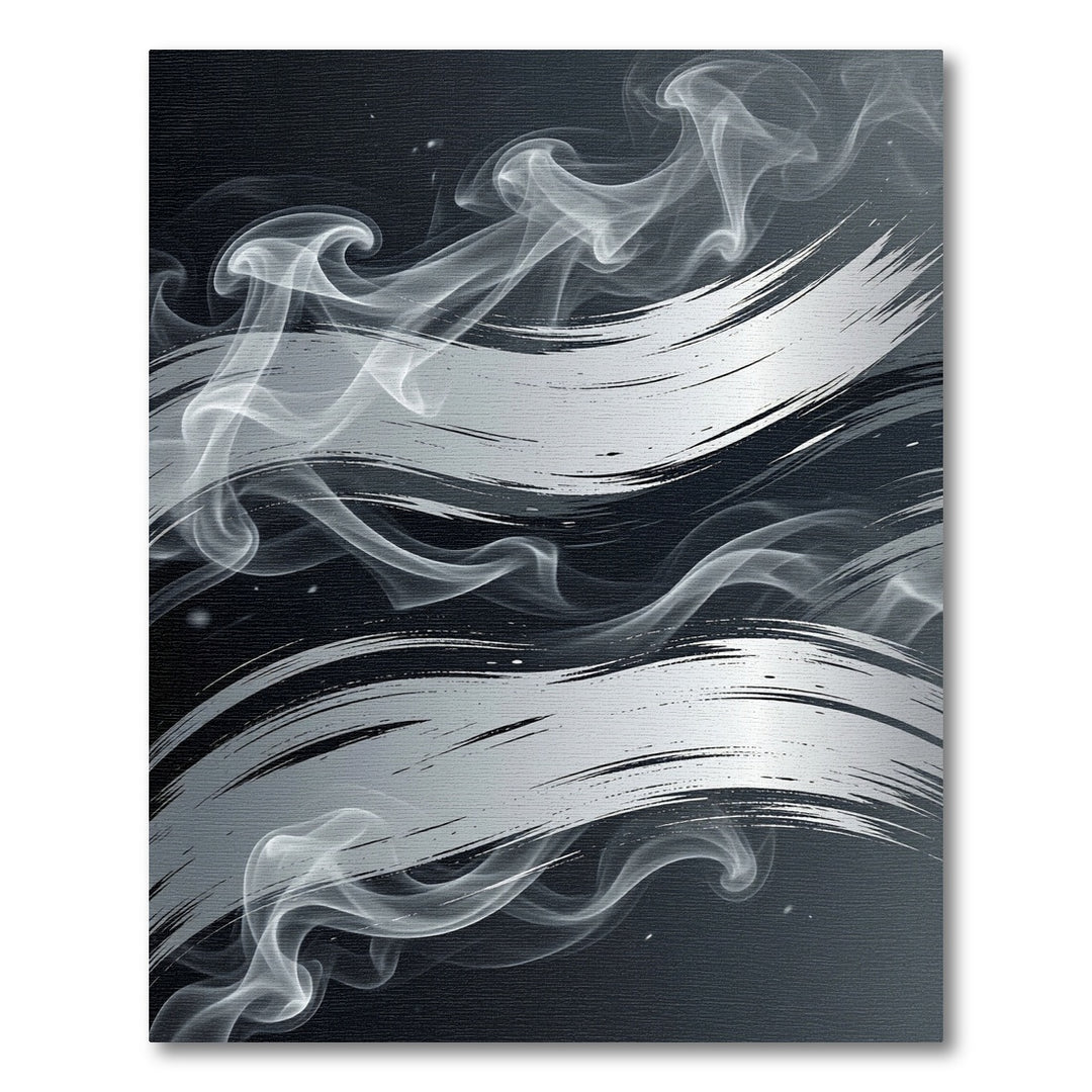Abstract Smoke Swirl Silver Brushstroke Rug