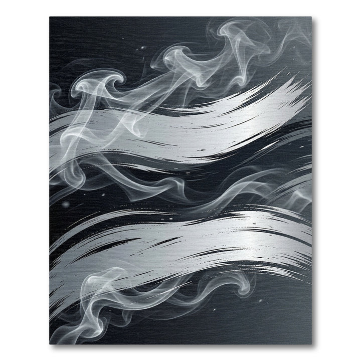 Abstract Smoke Swirl Silver Brushstroke Rug