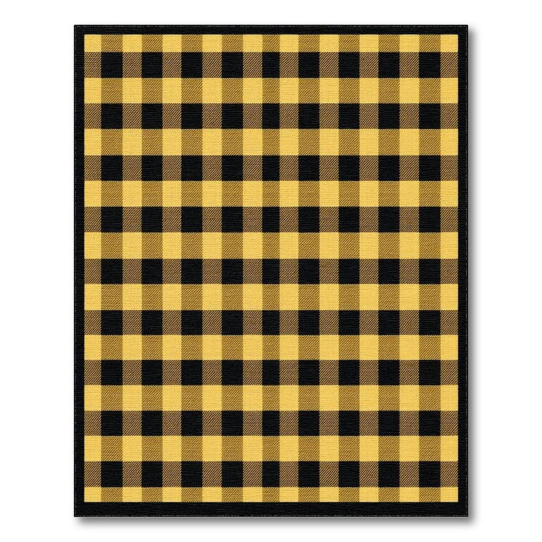 Yellow Black Checkered Area Rug