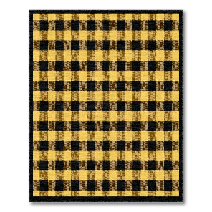 Yellow Black Checkered Area Rug