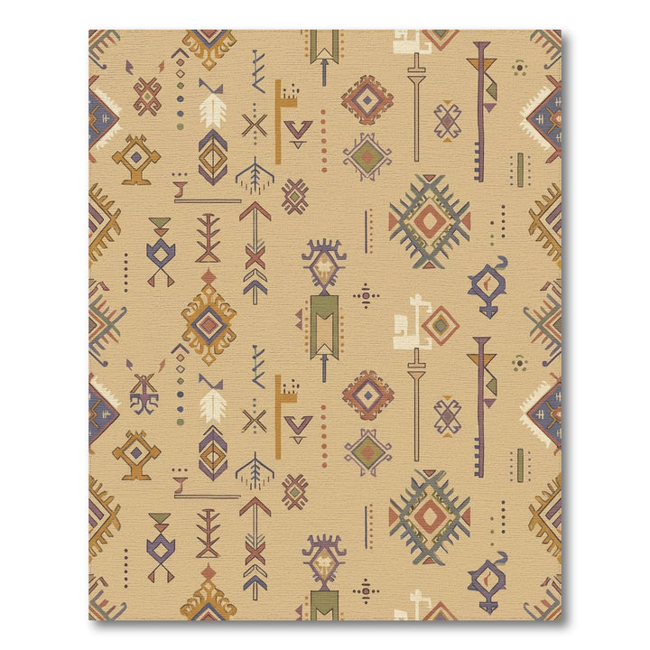 Earthy Geometric Tribal Symbol Rug
