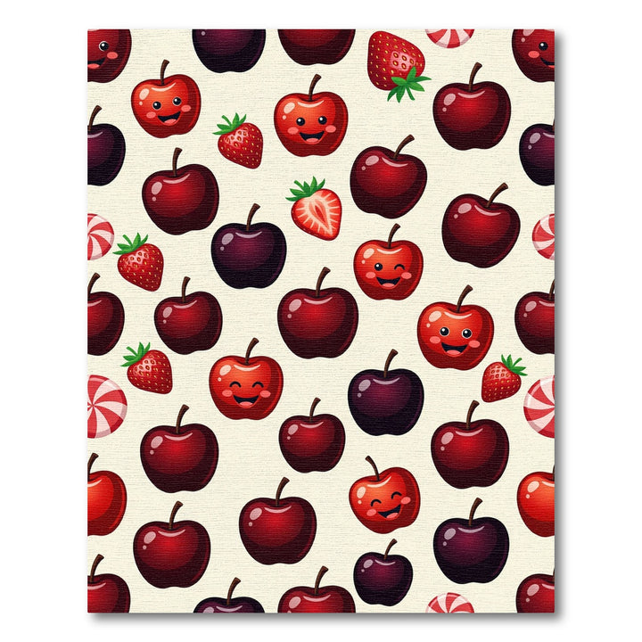 Red Apple Strawberry Candy Collage Rug