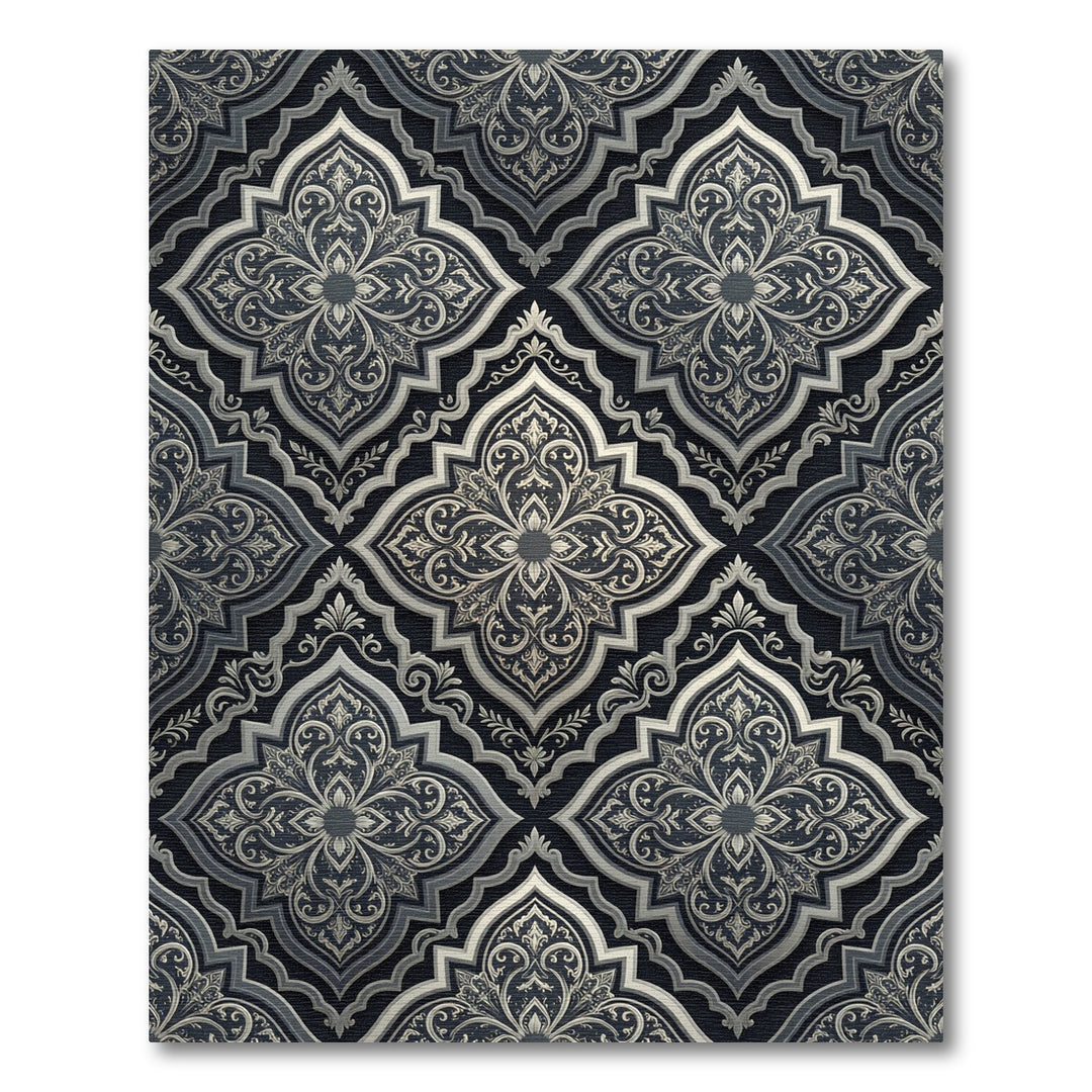 Luxury Gray Ornamental Medallion Rug