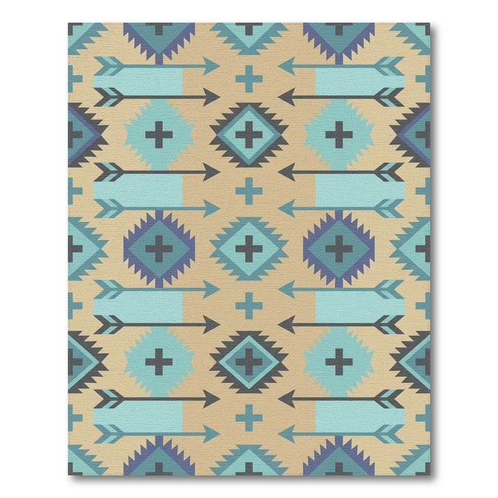 Native Arrow Turquoise Geometric Medallion Rug