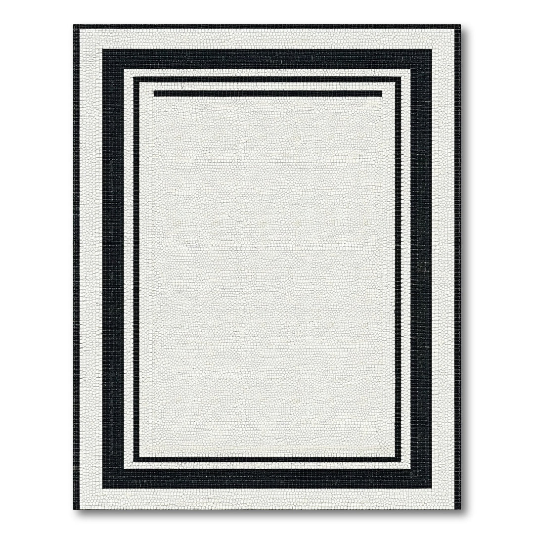 Black White Mosaic Framed Area Rug