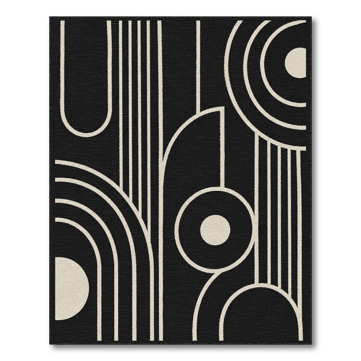 Black White Geometric Modern Area Rug