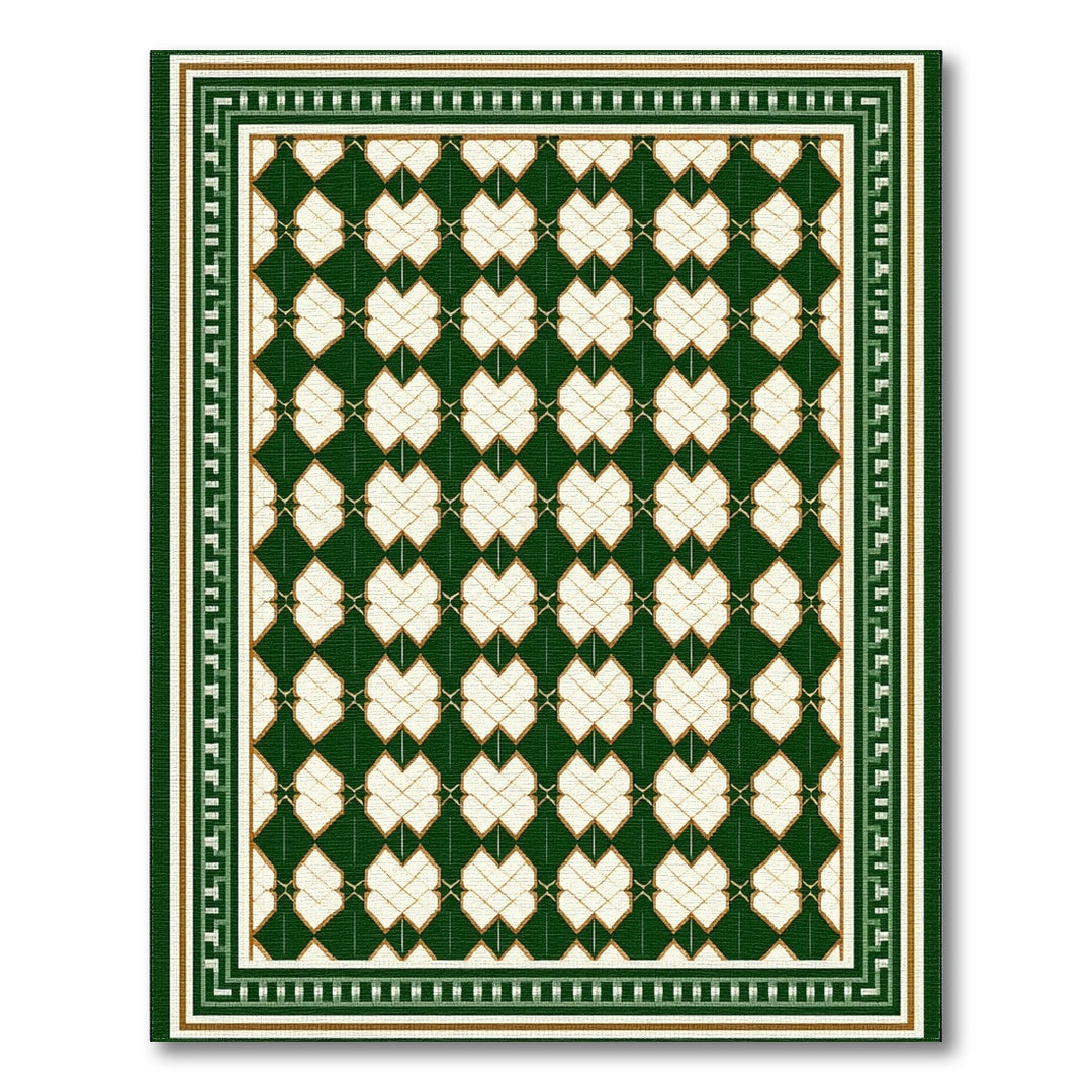 Green Heart Lattice Area Rug
