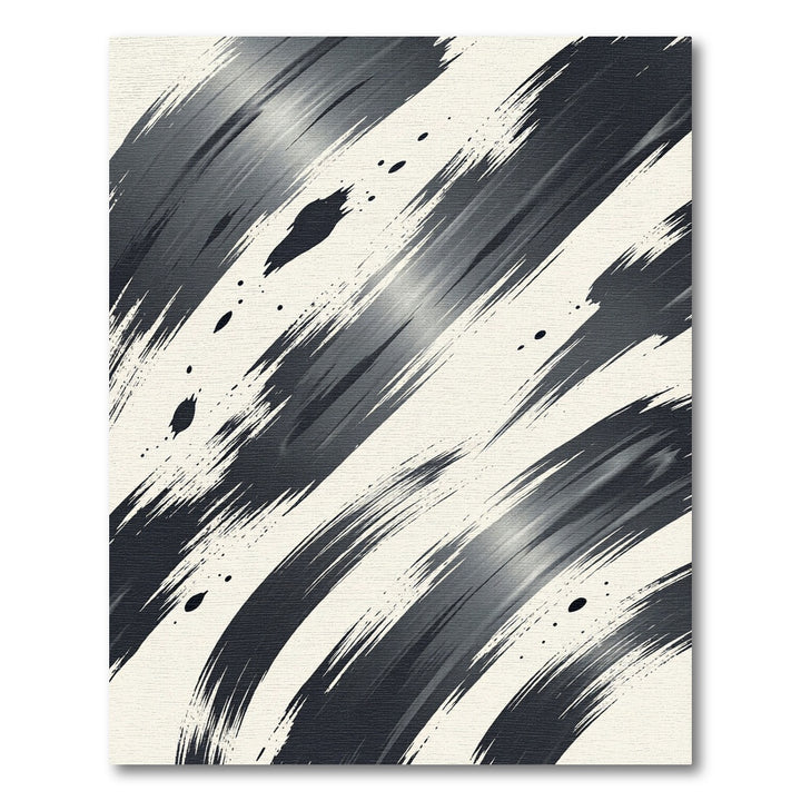 Abstract Black White Brush Strokes Rug