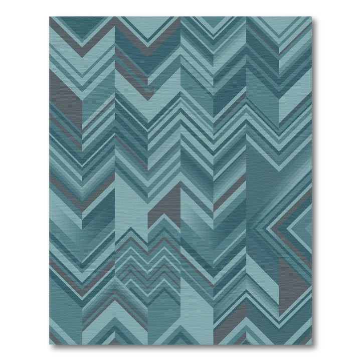 Teal Chevron Geometric Overlay Rug