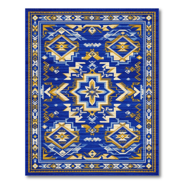 Geometric Blue Southwestern Geometric Area Rug