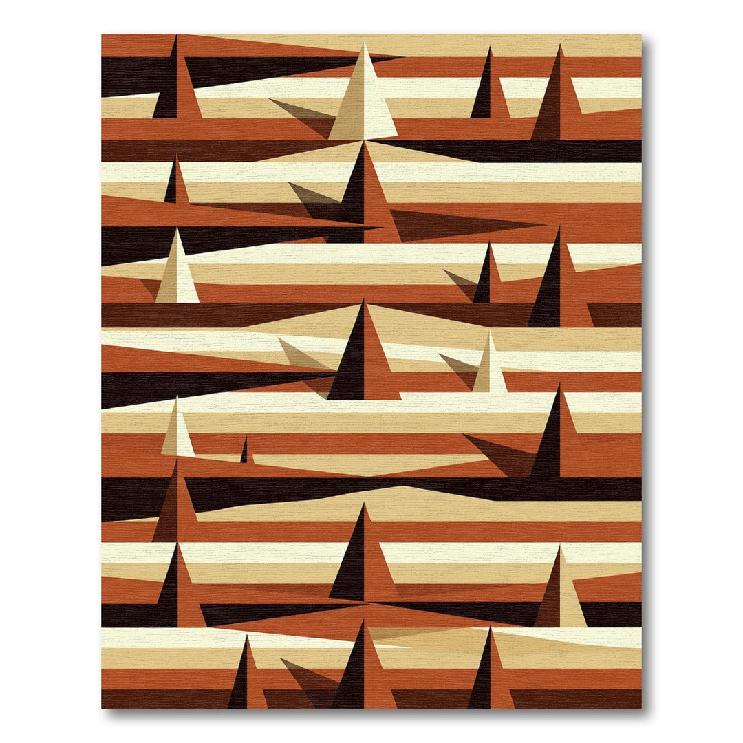 Geometric Layered Pyramid Terracotta Rug