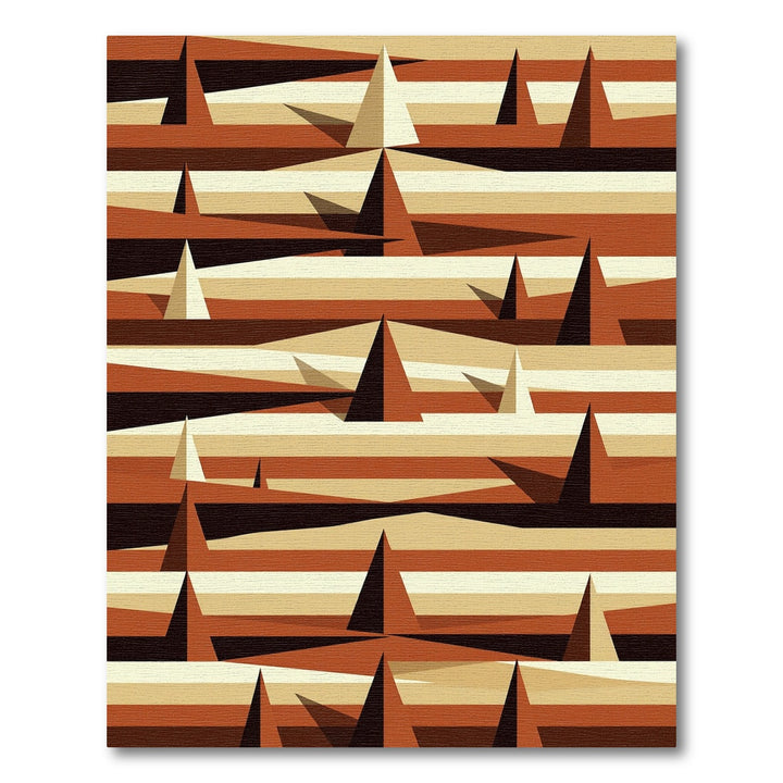 Geometric Layered Pyramid Terracotta Rug
