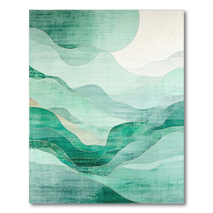 Teal Abstract Wave Area Rug
