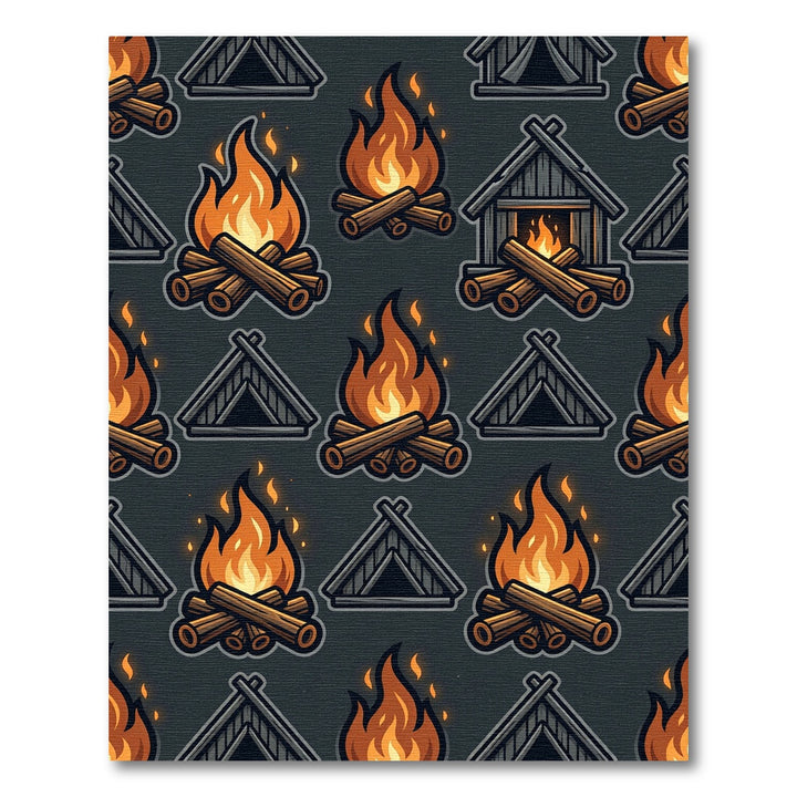 Campfire Tent Geometric Dark Rug