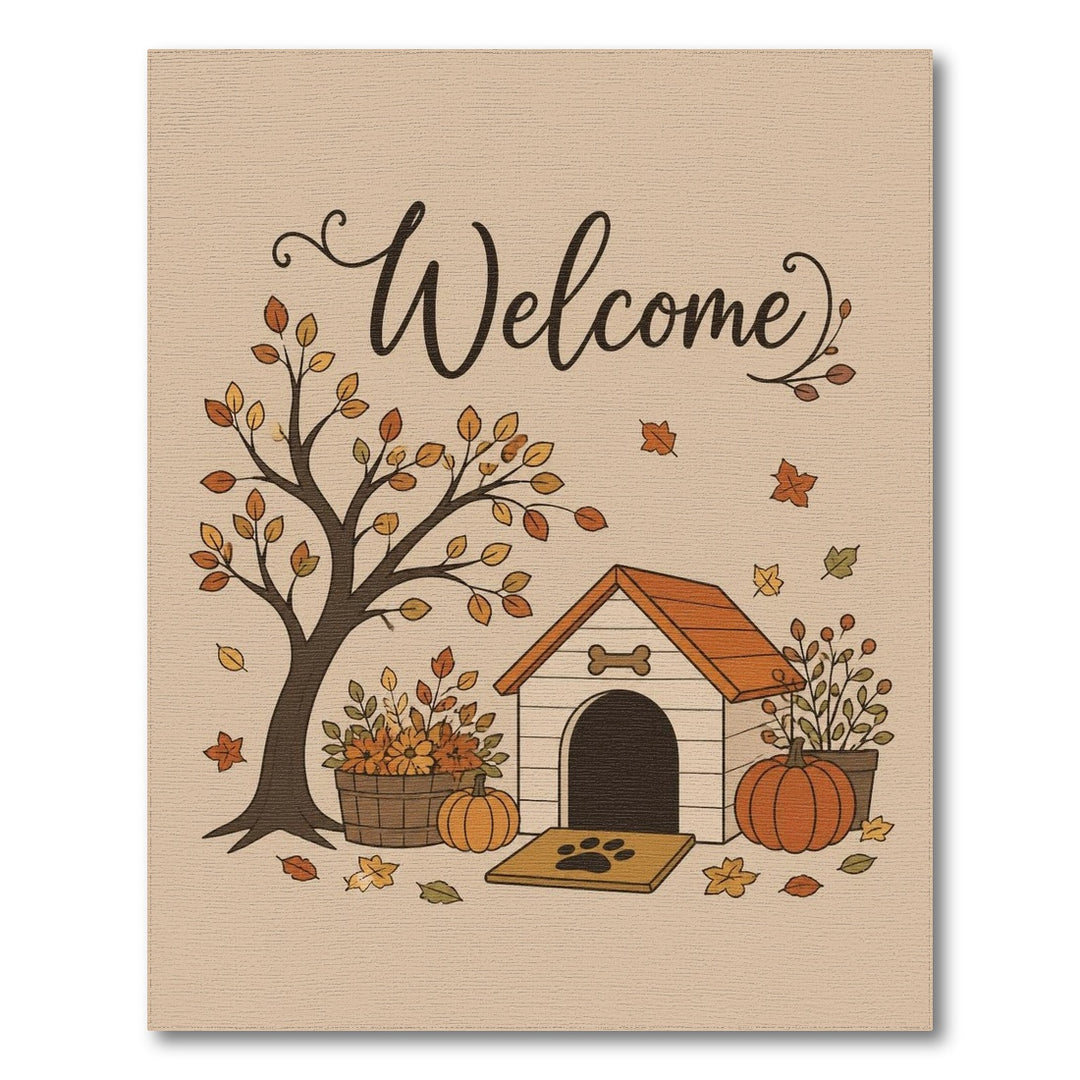 Autumn Welcome Dog House Area Rug