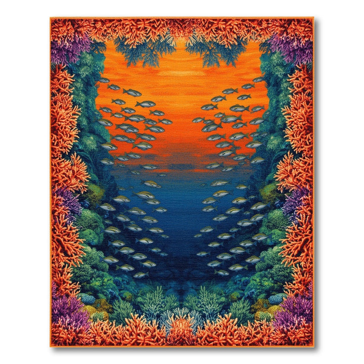 Coastal Beach Multi-color and Patterns Vibrant Coral Reef Fish Area Rug