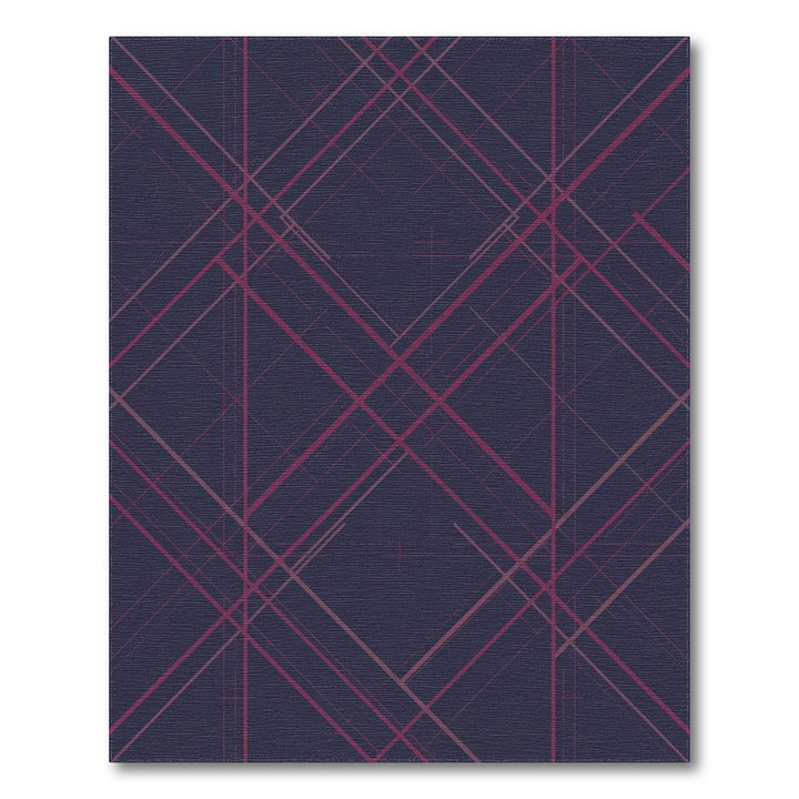 Deep Plum Intersecting Lines Rug