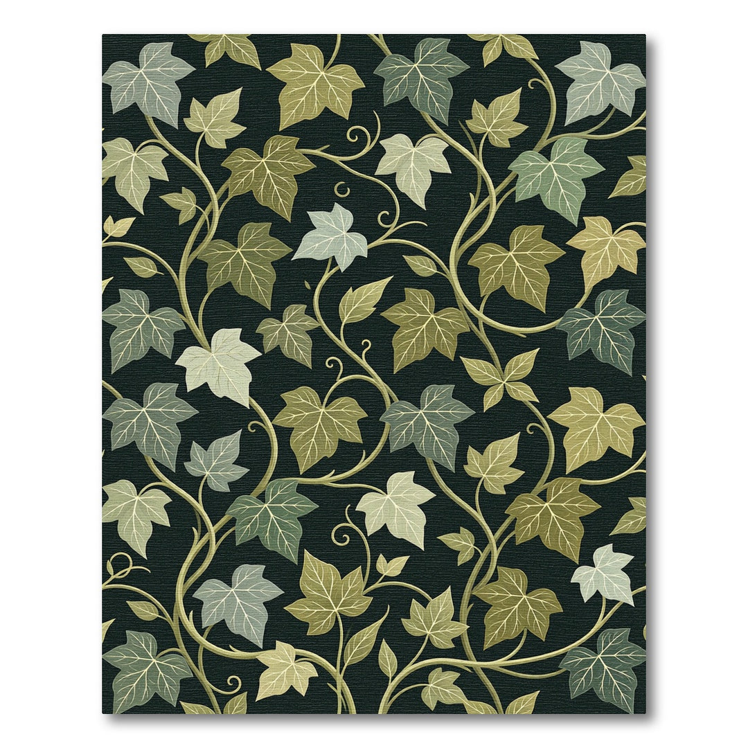 Dark Ivy Vine Leaf Art Rug