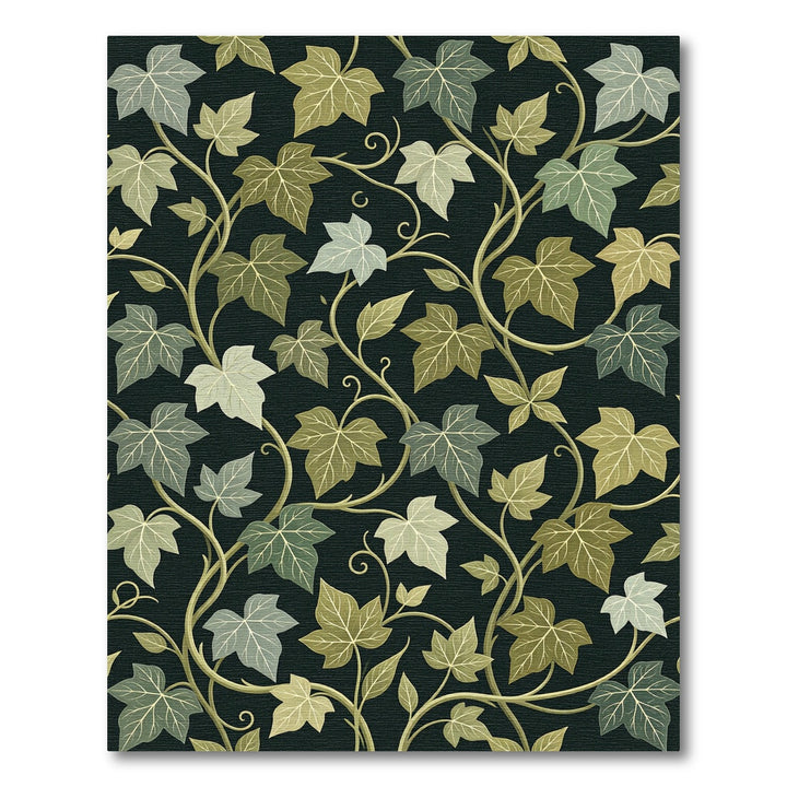 Dark Ivy Vine Leaf Art Rug