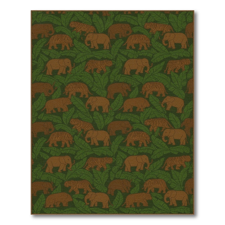 Green Elephant Tiger Leaf Area Rug