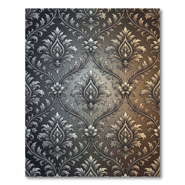 Silver Damask floral ornamental Rug