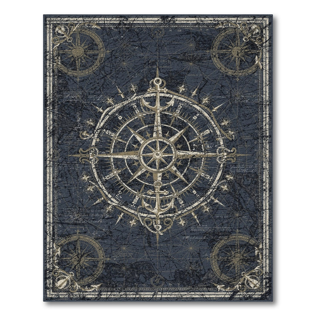 Vintage Nautical Compass Area Rug